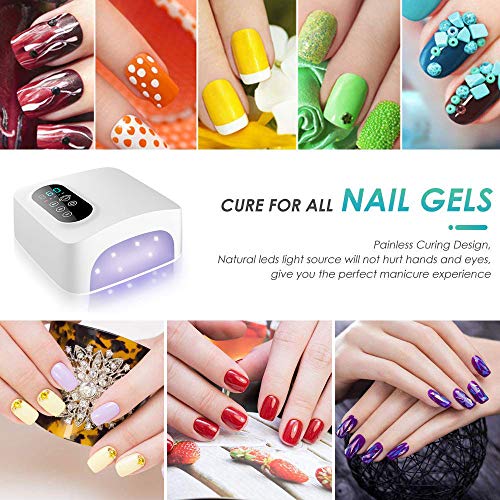 Nail Dryer 72W Gel Nail Polish UV Light With 3 Timers, Automatic Sensor for Gels Polishes (Needed Plugged in-White)