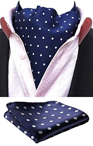 MOHSLEE Men's Polka Dots Silk Suit Cravat Tie Woven Fancy Ascot Handkerchief Set