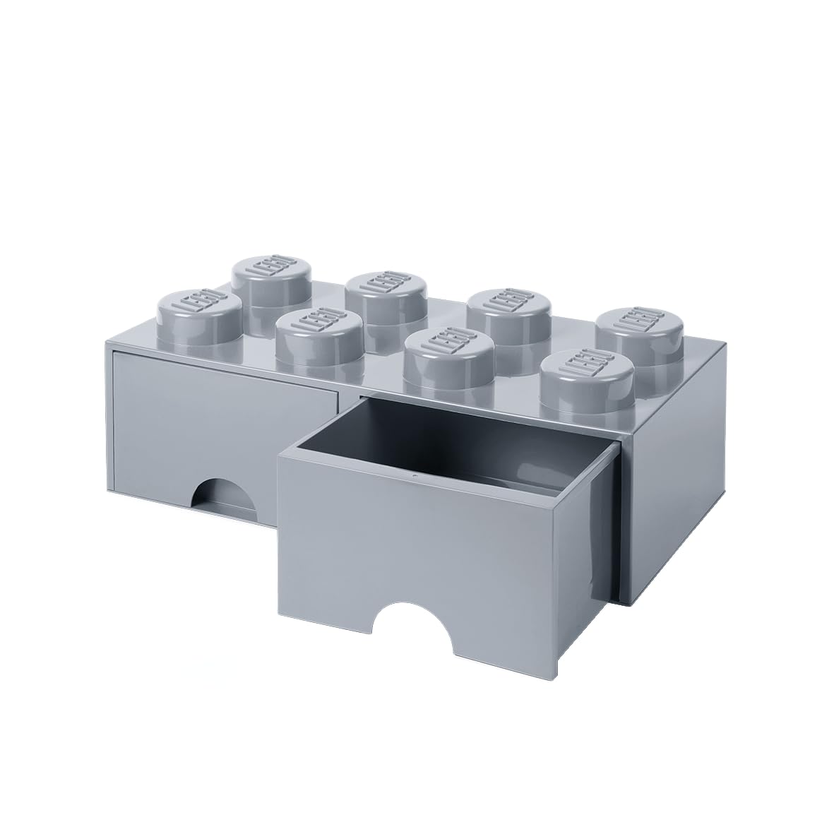 LEGO Brick with 8 Knobs and 2 Drawers MEDIUM STONE GREY - Storage Box for LEGO, Toys, Desk Drawers, and Office Supplies, Stackable Storage Box, Home Decoration