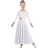 ZYACTU Girls Praise Dance Dress Metallic Block Rules Liturgical Worship Church Choir Costumes Lyrical Dress