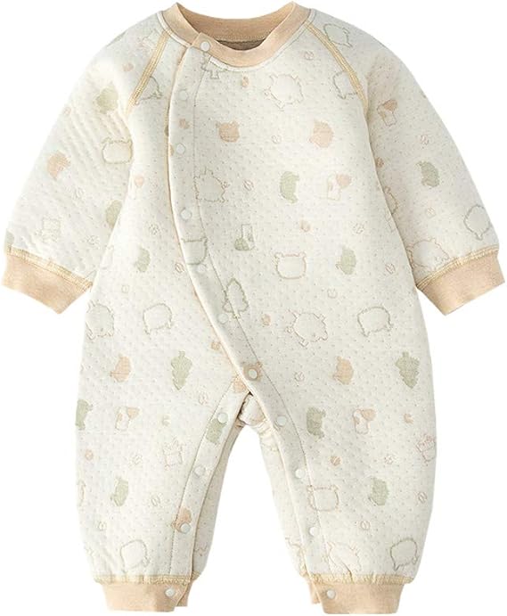 Amazon Co Jp Junneng 新生児 ロンパース 長袖 厚手 秋冬 ベビー服 カバーオール 前開き 綿 肌着 中綿 可愛い 男の子 女の子 保温 出産祝い 服 ファッション小物