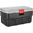 Rubbermaid ActionPacker Lockable Storage Box, 35 Gal, Grey and Black, Outdoor, Industrial, Rugged