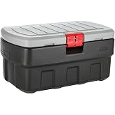 Rubbermaid ActionPacker Lockable Storage Box, 35 Gal, Grey and Black, Outdoor, Industrial, Rugged