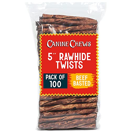 Canine Chews 5" Stick Twists Dog Treats for Small Dogs and Puppies