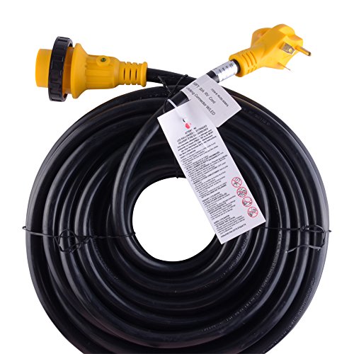 LeisureCords 50' Power / Extension Cord with 30 AMP Male Standard/30AMP Female Locking Adapter