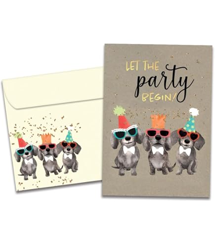 Tree-Free Greetings Geburtstagskarten Set – 2 Karten + Umschläge, 12.7x17.8 Cm, 100% Recyclingpapier, Design „Partyhunde“, USA
