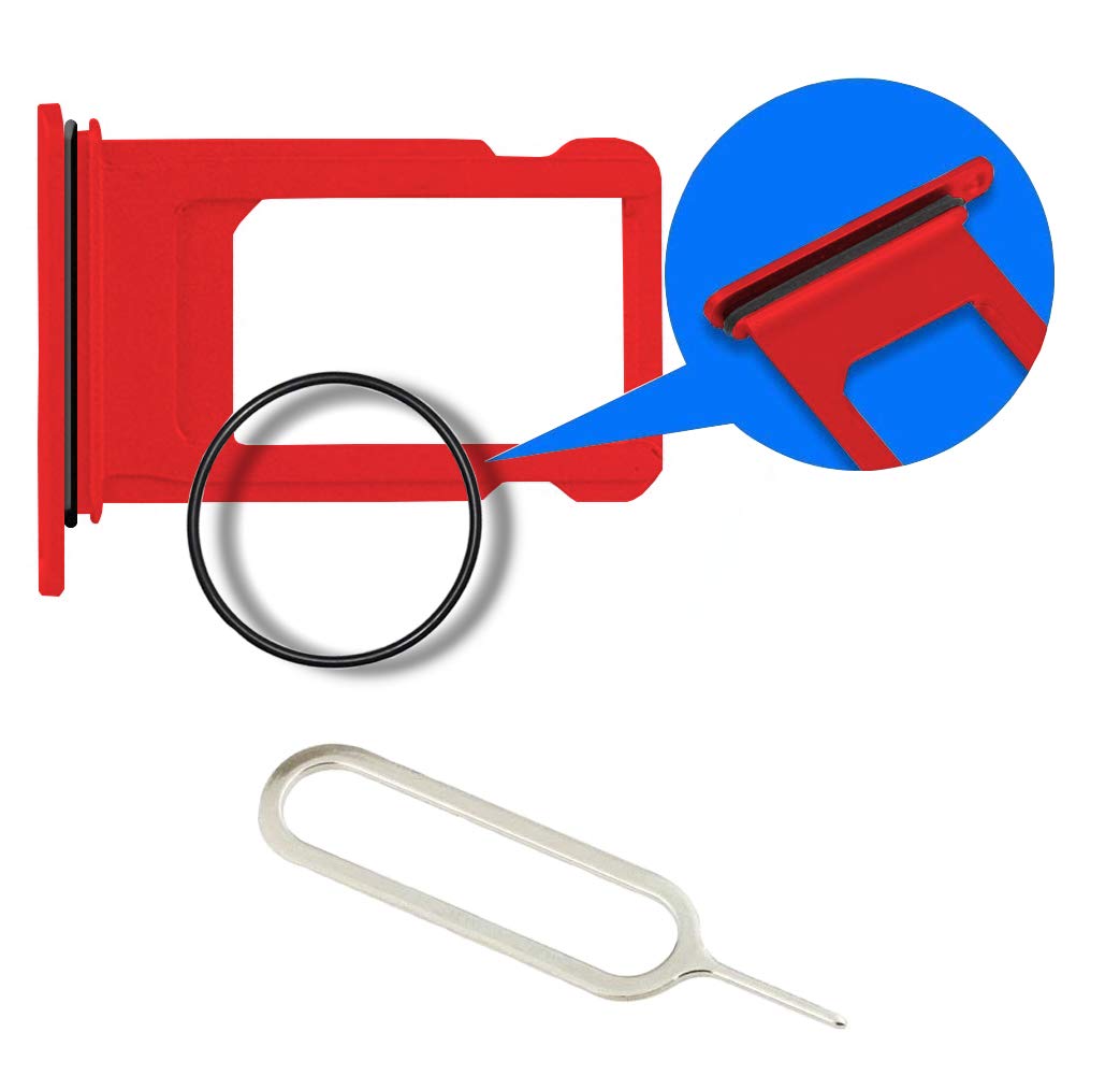 MMOBIEL SIM Card Tray replacement compatible with iPhone 11 6.1 Inch (Red) incl. Sim Pin
