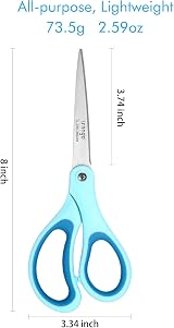 LIVINGO Scissors Set Titanium Blades Rubber Handles Office Crafting view 2