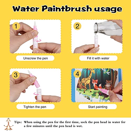 DMG TECH 6 Pack Water Coloring Magic Book, Magic Water Colouring Book with Pen, Toddlers Kids Reusable Painting Universe Coloring Book Boys Girls Educational Learning Toys Gifts