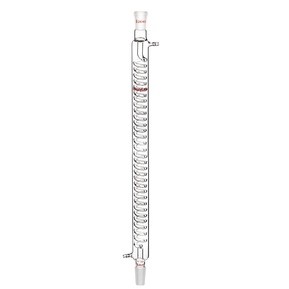 StonyLab Borosilicate Glass Graham Condenser with 24/40 Joint 500mm Jacket Length Lab Glass Condenser