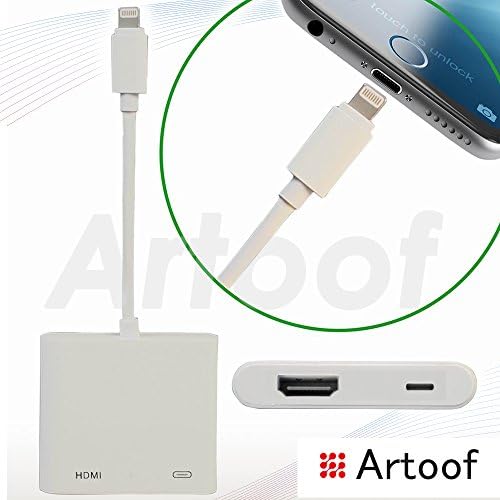 iPhone iPad to HDMI Adapter, Artoof Lightning 8-pin to HDMI Female Video Digital AV Adapter with Lightning Charging Port for HD TV Monitor Projector 1080P