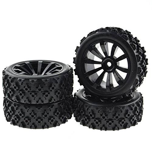 JIUWU 4 x Off-Road Wheels 12MM Hex Tires Crossing Tyre for RC 1:10 Cars Black