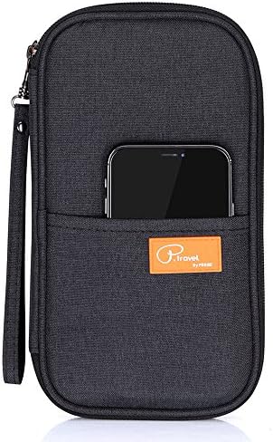 Travel Passport Wallet, Waterproof Family Passport Holder RFID Blocking Document Organizer Case with Hand Strap (Black)