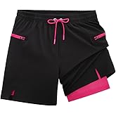 veepro Mens Running Shorts 2 in 1 Gym Workout Shorts 7 inch Quick Dry Athletic Short with Liner Zip Pockets