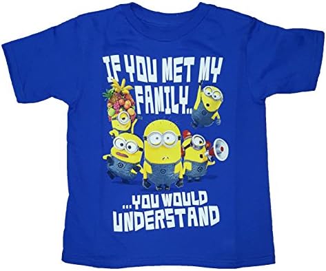 Boys Despicable Me Minions If You Met My Family Blue Graphic T-Shirt - X-Large