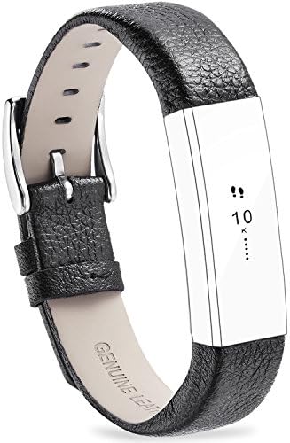 FITEEN Leather Bands for Fitbit Alta and Fitbit Alta HR Strap Style,Small Large-Black