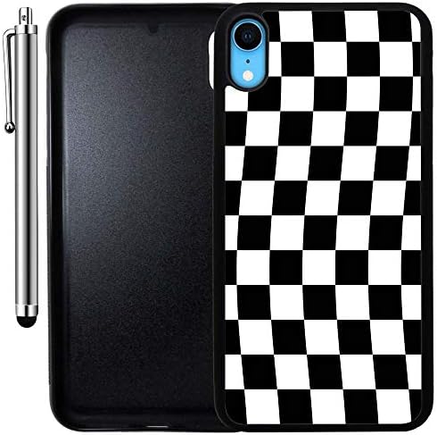 Custom Case Compatible with iPhone XR (Checkered Flag Finish Line) Edge-to-Edge Rubber Black Cover Ultra Slim | Lightweight | Includes Stylus Pen by Innosub