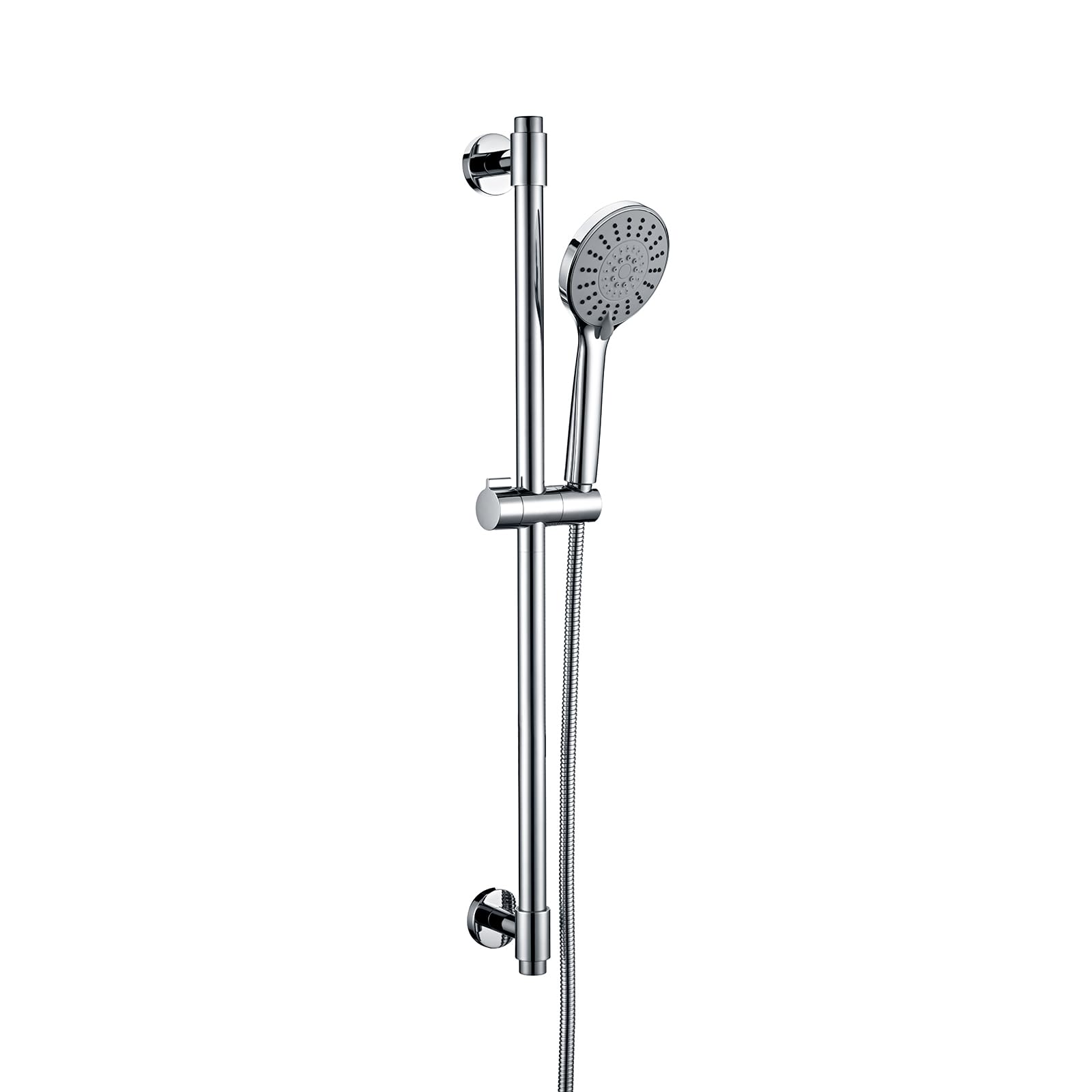 Photo 1 of YSNOL Adjustable Shower Slide Bar with 5-Function Handheld Shower Head, Stainless Steel Grab Slide Bar Combo with Extra Hose (Chrome)