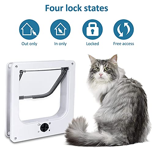 【Upgraded Version】 EGETOTA Cat Doors Flap, Pet Door with 4 Way
