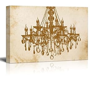 Canvas Wll Art - Crystal Chandelier on Vintage Background - Giclee Print and Stretched Ready to Hang - 12"x18"