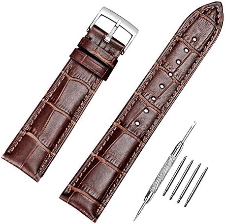 Genuine Calfskin Leather Watch Band Interchangeable Watch Strap Quick Release Buckle with Spring Bar and Spring Bars Bonus 18mm/19mm/20mm/21mm/22mm/24mm