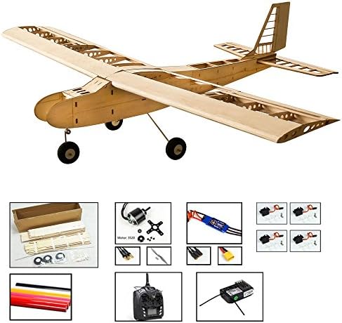 DW Hobby RC Aeroplane, 4CH Electric&Gas Powered Radio Controlled Airplane, 1.5M Laser Cut Balsa Wood Flying Model Aircraft Kits to Build for Adults