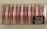 12 x 9cm BABY PINK / BLUSH PINK Glitter + Matt Droplet Christmas Tree Decorat...