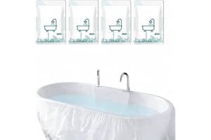 EKIND 4 Pack 102x47'' Bathtub Liners, Large Portable Individual Bath Soak Bags with Anti-Slip Tape for Travel, Hotel, Salon, 