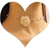 Bethynas Vintage Flower Choker Necklace with Baroque Pearl Handmade Rose Floral Sexy Plated Collar Neck Chain Bridal Party Neck Jewelry for Women
