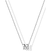 SILVERCUTE Valentines Day Gifts for Her - Small 925 Sterling Silver Initial Necklace for Women,Tiny Silver Initial Pendant Tiny Letter Necklace with Adjustable Chain,16"-18"