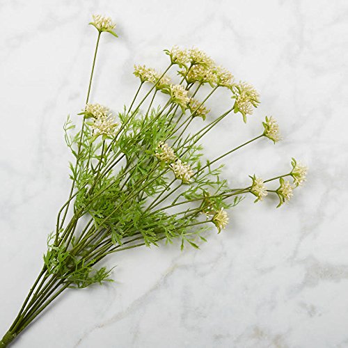 Factory Direct Craft Vinyl Artificial Cream Yarrow Wildflower Bush for Indoor or Outdoor Decor