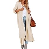 Women's Oversized Long Cardigan Sweaters Long Sleeve Split Open Front Drape Knit Duster Coat