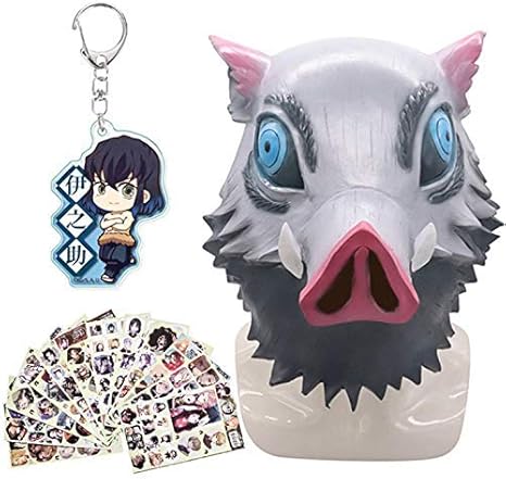 Amazon ハロウィン 鬼滅の刃 ヘルメット鬼殺隊 嘴平 伊之助 コスプレ 仮面マスク 猪の被 キーホルダー ステッカー 仮装パーティー コスプレ お化け屋敷 文化祭 学園祭コスプレ リアルマスク ハロウィン 小道具 映画版 インフィニティ ビジョン コスプレ マスクウォー