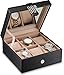 Glenor Co Watch Box for Women - 6 Slot Classic Watch Case Display Organizer, with Modern Buckle Closure for Womens Jewelry Watches, Women's Storage Boxes Holder Boasts Large Mirror - PU Leather Black