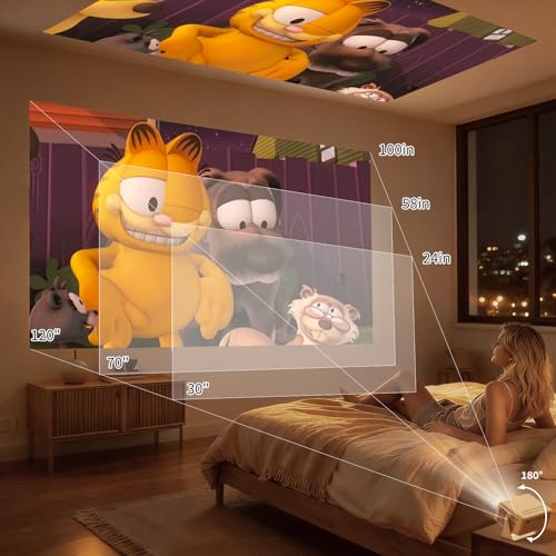 Mini Projector 15000 Lumens, Yoton Y3 Portable Projector, 4K Video Projector Support Full HD 1080P, Car Keystone, 50% Zoom, for Phone/TV Stick/HDMI/USB/TF, Ideal for Cinema Home, Travel