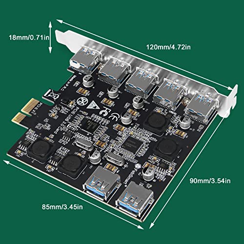 FebSmart 7Ports Superspeed 5Gbps USB 3.0 PCIE Expansion Card for
