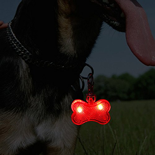 Higo Dog Collar Light, Safety LED Dog Tag for Night Walking, Glow Up Dog Lights for Collar Makes Your Small Medium Large Dogs& Cats Be Seen& Safe at Night (Red/Bone Shaped) - Thumbnail 5