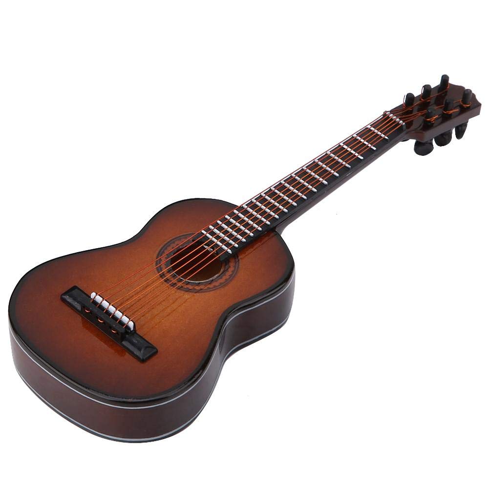 Hztyyier Musical Instrument Mini DecorationChristmas Tree Ornament 14CM Miniature Wooden Guitar Model for Home Coffee Ornament(14CM-Brown) Ornaments