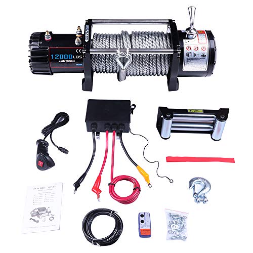 Winches,ECCPP 12V 12000LBS Steel Cable Electric Winch for Towing Jeep/SUV Boat Off Road with Wireless Remote Control