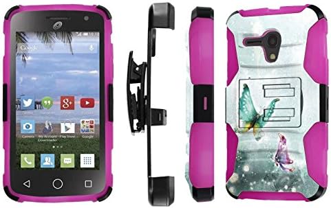 Alcatel one touch pop star 2 nova LTE Case, [NakedShield] [Black/ Hot Pink] Heavy Duty Holster Armor Tough Case - [Fairy Butterflies] for Alcatel one touch pop star 2 nova LTE