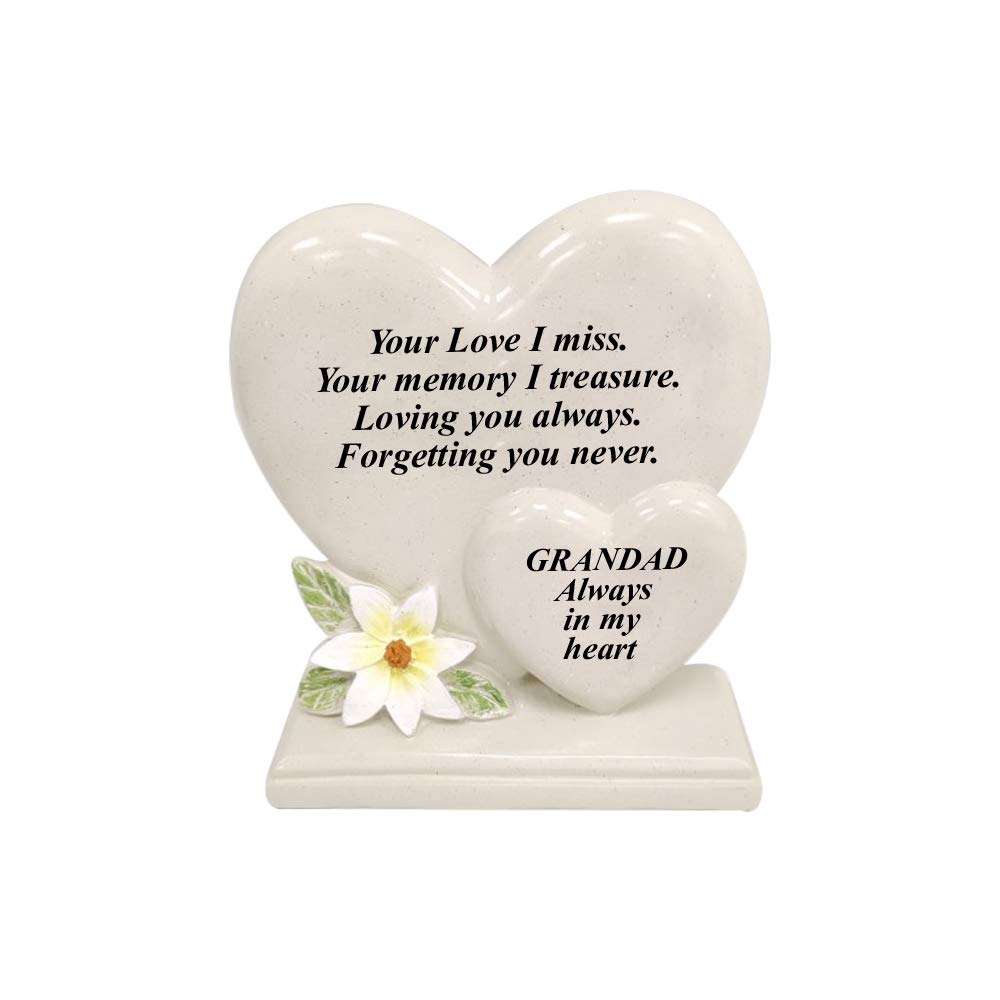 Personalised Grave Ornament/Memorial Plaque with Double Hearts | Graveside Decoration Gift in the Loving Memory of your Loving Deceased Ones (Grandad)