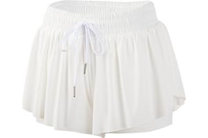 LEFTEAR Flowy Shorts for Teen Girls Workout Running Athletic Tennis Butterfly Skirts Preppy Trendy Cute Clothes Summer