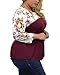 Urban Rose Womens Plus-Size 3/4 Ruched Sleeve Colorblock Top,3X,Ivory Floral/Solid Burgundy