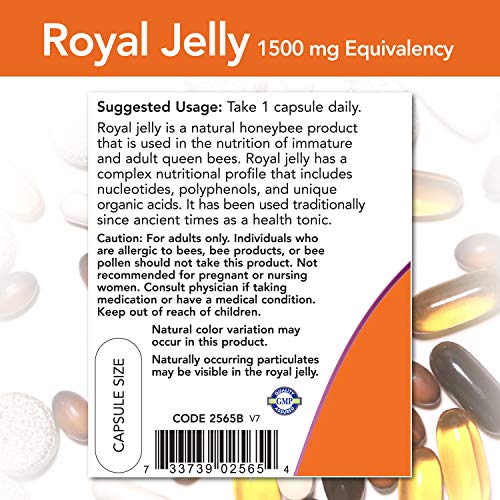 Now Supplements, Royal Jelly 1500 Mg With 10-Hda (Hydroxy-D-Decenoic Acid), 60 Veg Capsules