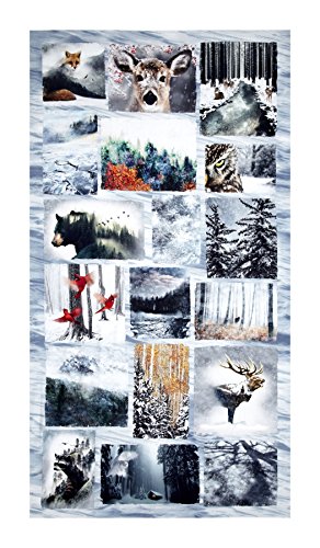 Hoffman Fabrics" Call of The Wild Digital 24in Panel Wildlife Scenes Frost