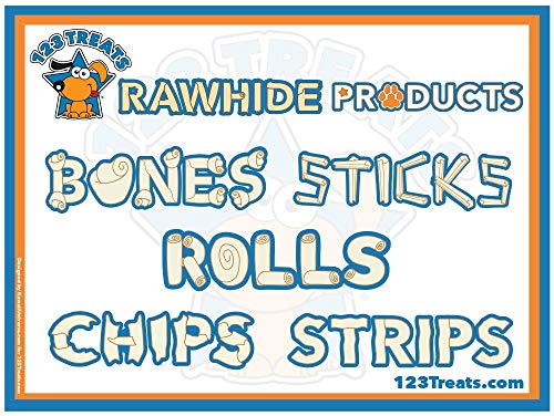123 Treats - Dog Rawhide Chews Bones for Medium to Large Dogs 6-7