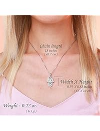 Aniu 925 Sterling Silver Necklace for Women, Hamsa Hand of Fatima Evil Eye Pendant with Cubic Zirconia, Comes with Black Jewelry Gift Box and 18 Inch Chain