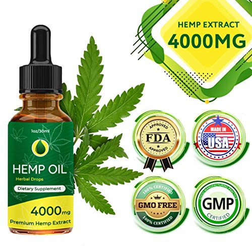 Hemp Oil Drops 4000mg, Full Spectrum Co2 Extracted, Help Reduce Stress, Anxiety and Pain, Anti-inflammatory, 100% Natural Ingredients, Vegan Friendly, GMO Free Hemp Oil Drops 4000mg, Full Spectrum Co2 Extracted, Help Reduce Stress, Anxiety and Pain, Anti-inflammatory, 100% Natural Ingredients, Vegan Friendly, GMO Free
