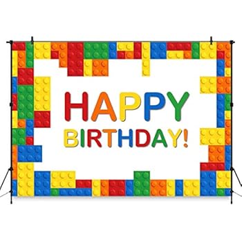 COMOPHOTO Birthday Party Photography Backdrop Colorful Building Blocks Boy Girl Baby Child Birthday Party Banner Decorations Photo Booth Background for Pictures
