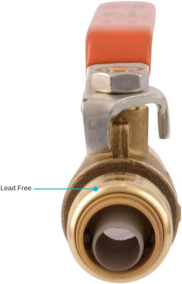 SharkBite 22222-0000LFA Ball Valve, Water Valve Shut Off, Push-to-Connect, PEX, Copper, CPVC, PE-RT, HDPE, 1/2 Inch x 1/2 Inch: Home Improvement